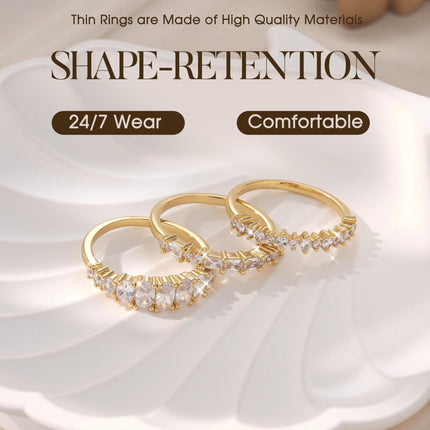 14K Gold Plated Stackable Rings for Women Non Tarnish Wedding Bands - photo 5