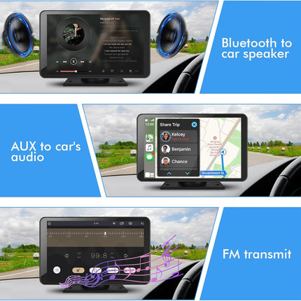 Capapro 7" HD Portable Carplay Wireless Touch Screen Double Din Car Stereo Compatible Apple Carplay and Android Auto with GPS Navigation, Voice Control, Mirror Link, Bluetooth
