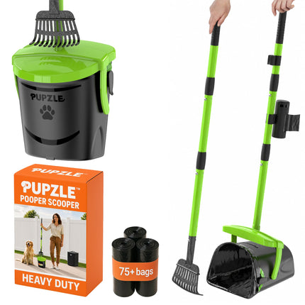 Dog Pooper Scooper with Bag Attachment, 40" Long Handle Dog Scooper