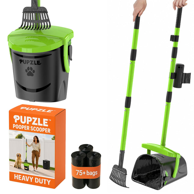 Dog Pooper Scooper with Bag Attachment, 40" Long Handle Dog Scooper