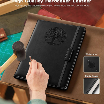 Biuwory Lined Journal Notebook for Women Men,256 Pages A4 Large Hardcover Leather Journals for Writing,Travel,Business,Work,School,College Ruled Notebooks for Note Taking, Diary Notepad 8.6"×11"