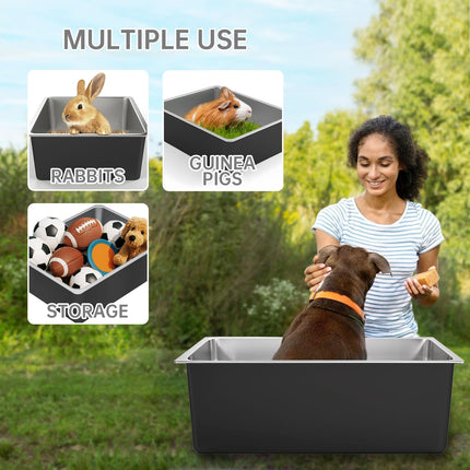 High Sided Stainless Steel Cat Litter Box