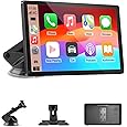 Carplay Screen for Car, 7" Wireless Carplay & Android Auto, Portable HD Touchscreen with Mirror Link, GPS Navigation, Voice Control, Hands-Free Calling, Bluetooth/AUX/FM, Plug & Play Car Play Screen