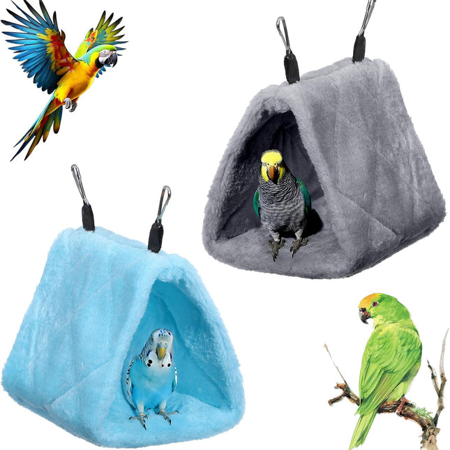 2 Pack Warm Bird Nest House, Plush Hanging Hammock & Snuggle Cave for Pet Birds