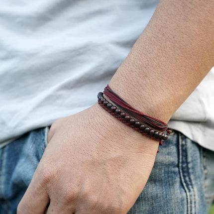 Handmade Natural Stone Beaded Healing Bracelet Gift for Men Adjustable Rope String Bracelet
