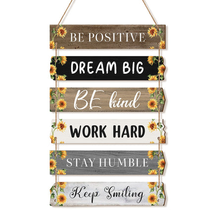 6 Pcs Positive Quotes Wall Hanging Plaque Sign, Retro Style