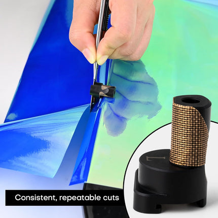 NEWISHTOOL Wrap Tool Cutting Spacer for Film Cut, 1 Pair Left/Right Hand Guide Trimming Edge Freehand Cutting Tool with 2mm/7mm Two Distance Cuts, Built-in Blade Magnet and Scratch-Free PTFE Felt