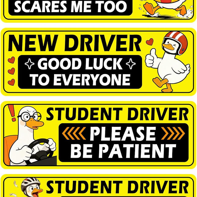 4-Piece Student Driver Yellow Goose Car Magnet Set