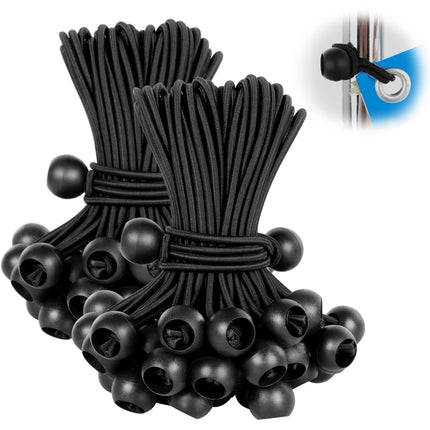 Tarp Ball Bungee Cords 6 Inch,100 PCS Bungee Balls Ties Heavy Duty Canopy Tarp Tie Down Ball for Camping,Shelter,Cargo,Tent Poles with UV Resistant