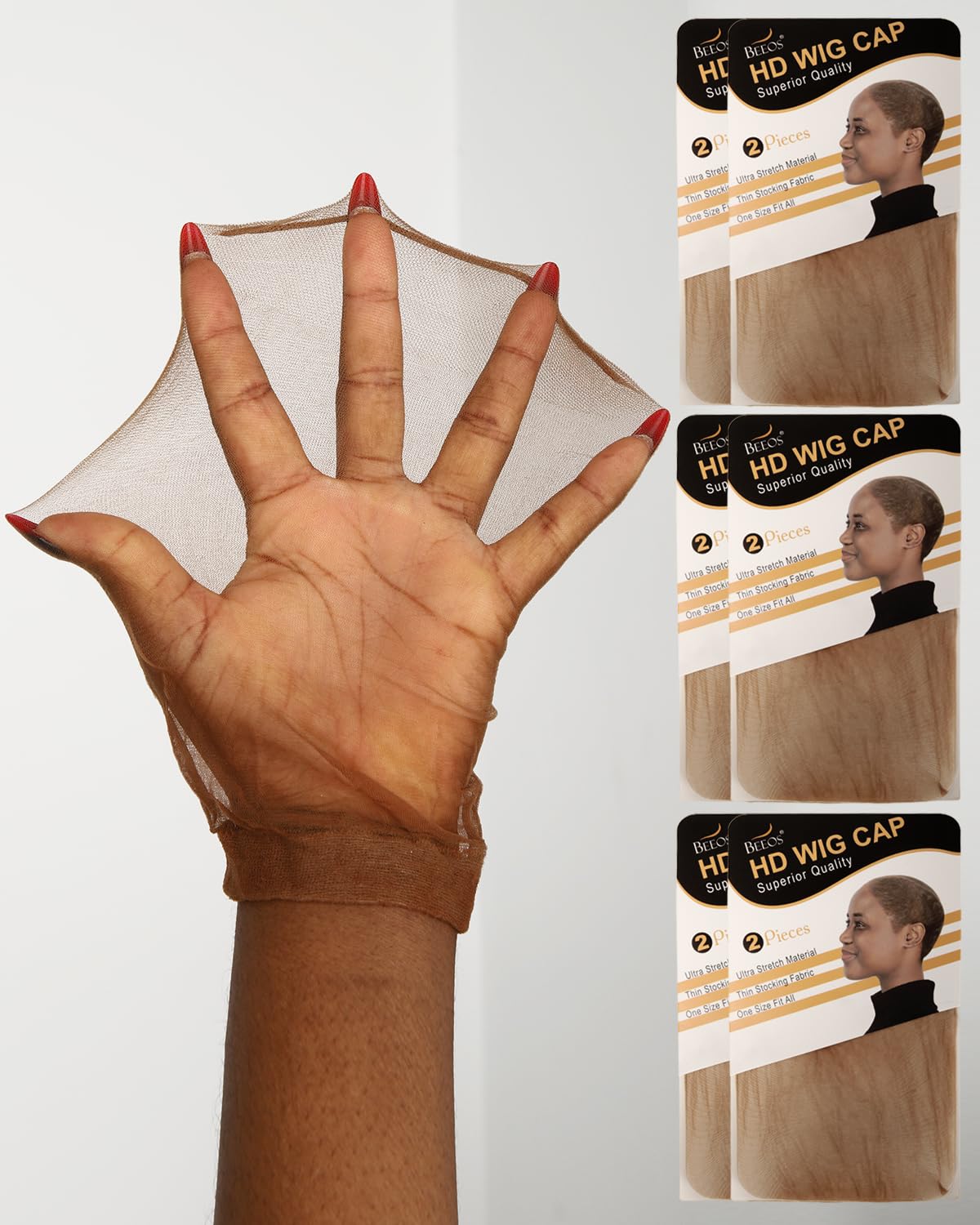 Brown HD Wig Cap, 12-Piece Ultra-Thin Invisible Stretch Stocking Caps for Lace Front Wigs