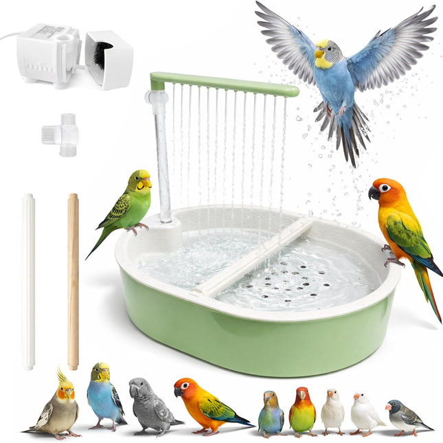 Indoor Bird Bath Fountain with Dual Rainfall Shower