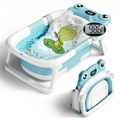 Baby Bathtub, Collapsible Newborn Bathtub for Infant to Toddler 0-24 Months with Soft Bath Net,Portable Travel Newborn
