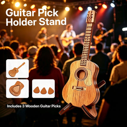 Wooden Guitar Pick Holder Set, for Display and Gifts for Guitar Players