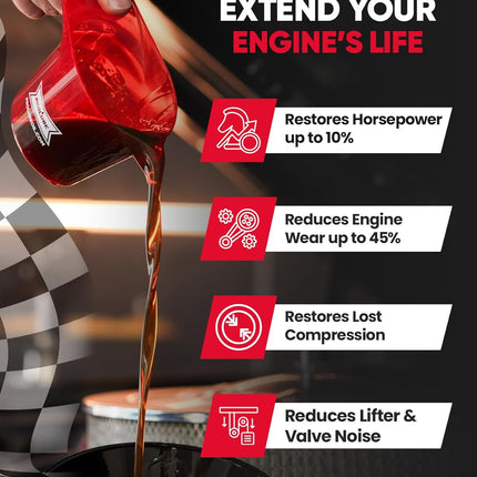 Prolube Oil Treatment - Engine Oil Additive for Gas & Diesel Engines - Reduces Wear, Noise, Vibration - Boosts Fuel Economy & Horsepower - Works on Transmissions & Differentials (1QT)