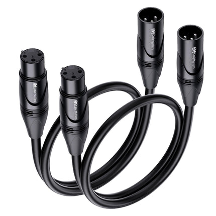 2-Pack XLR to XLR Cable, Microphone Cable, M-F, 3ft