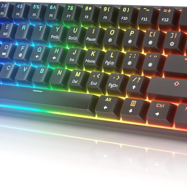 61-Key Wired Programmable Mechanical Gaming Keyboard with Multi-Color RGB Backlighting and Clicky Optical Blue Switches