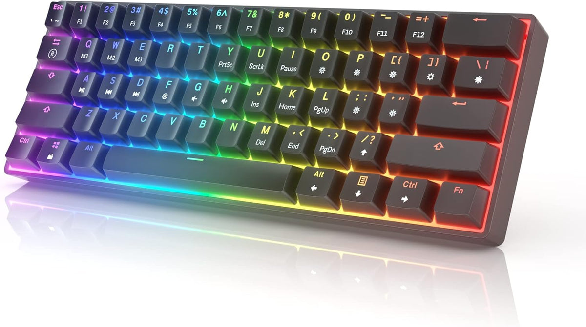 61-Key Wired Programmable Mechanical Gaming Keyboard with Multi-Color RGB Backlighting and Clicky Optical Blue Switches