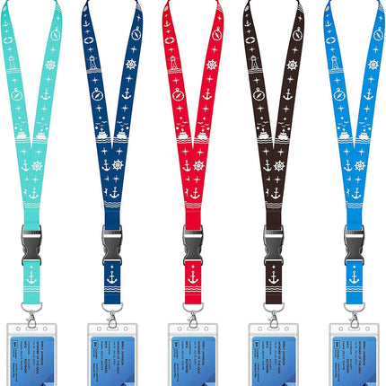 Cruise Lanyard for Ship Cards, 5 Pack Cruise Ship Lanyards with Waterproof ID Badge Holders & Detachable Buckle, Cruise Essentials 2026 for Carnival, Royal Caribbean, MSC, NCL