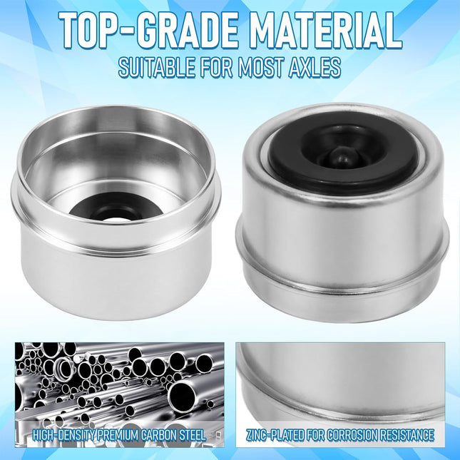4pcs 2.72" Trailer Axle Wheel Hub Dust Caps, Bearing Center Replacement