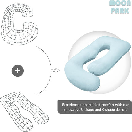 MOON PARK Pregnancy Pillows for Sleeping - U Shaped Full Body Maternity Pillow with Removable Cover - Support for Back, Legs, Belly, Hips - 57 Inch Pregnancy Pillow for Women - Aqua