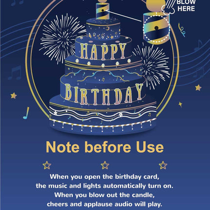 Pop Up Birthday Card with Music, Light, Firework For Men Women