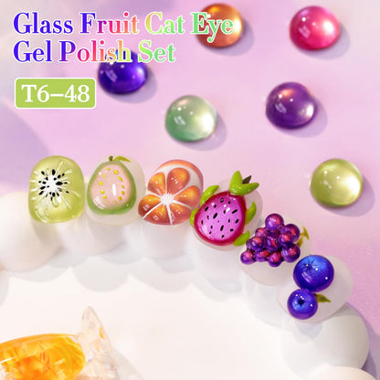 Glass Rose Pink Green Cat Eye Gel Nail Polish Set, 6 Pack - photo 3