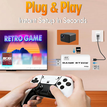 Retro Gaming Console 2026 Upgrade with 20000 Games, 4K HDMI Output 64GB Storage, Plug and Play Video Games for TV, Ideal Gift for Kids and Adults