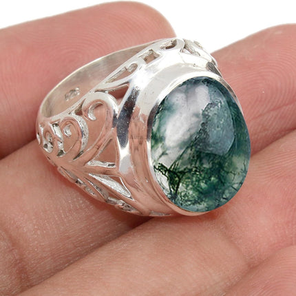 925 Sterling Silver Ring For Men & Women Natural Gemstone Ring Sterling Silver Minimalist Ring June Birthstone White Gemstone Ring