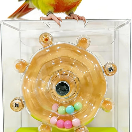 Budgie Toys, Interactive Bird Toys for Parakeet, Cockatiel, Lovebird, Quaker Parrot & Conures, Fun Educational Training Bird Toy (Yellow)