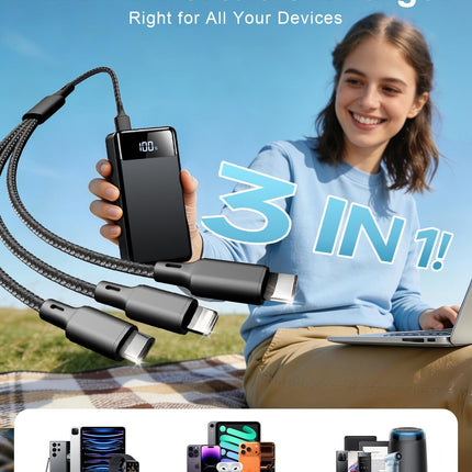LILIO Portable Charger Power Bank，60,000mAh Battery Pack, 22.5W Power Bank Fast Charging with USB Cable, Phone Charger for iPhone 17/16/15/14/13 All Series/Samsung/Android, Camping Essentials, Black
