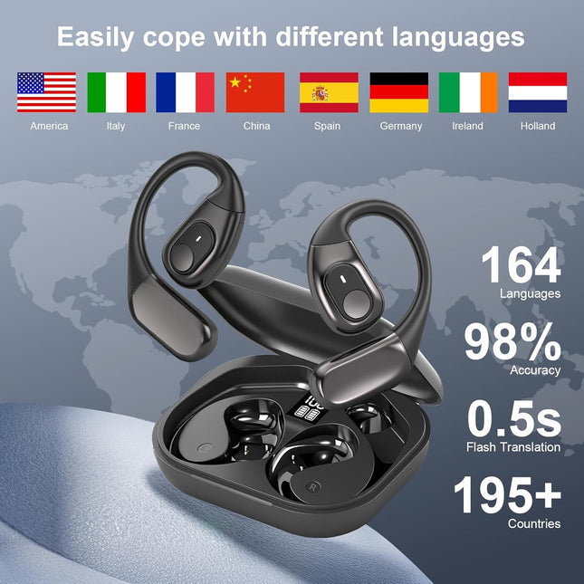 AI Translation Earbuds Real Time, 3-in-1 Translator Earbuds 164 Languages &