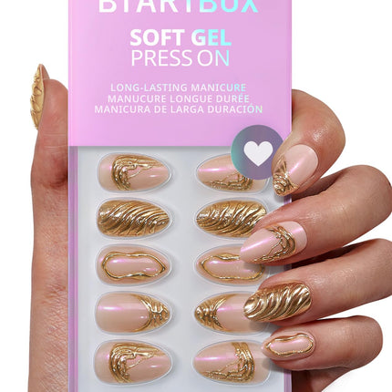 Uñas postizas, uñas falsas cortas almendradas rosas, 32Pcs kit completo