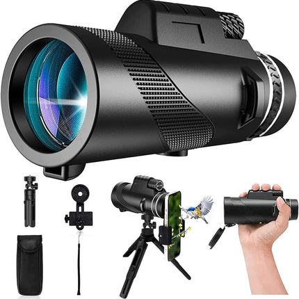 Monocular-Telescope 80x100 High Powered Monoculars High Definition for Adults High Powered with Smartphone Adapter Telescope Hunting Wildlife Bird Watching Travel Camping Hiking-Black