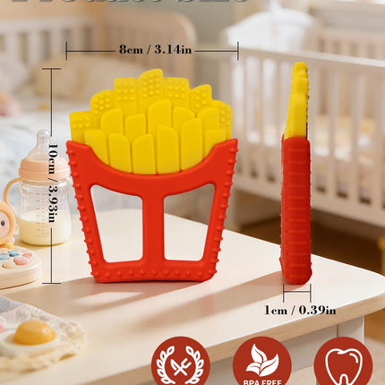 Chuya Infant Teether Baby Toys 0-6 6-12 12-18 Months,French Fries Shape Teething Toy Baby Teething Relief Infant Toys Sensory Toys for Babies Soothes Sore Gums Boys Girls Gift Easy-Grasp