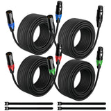 XLR Cables 25ft 4 Pack, Balanced Microphone Cable Gold-Plated 3 Pin