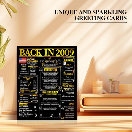 Joycard 17th Birthday Card for Girl Boy, 3D Pop Up Happy Birthday Gift for Daughter Son, Funny 17 Year Old Birthday Decorations for Grandson Granddaughter, Back in 2009 Laser Gold Retro Theme