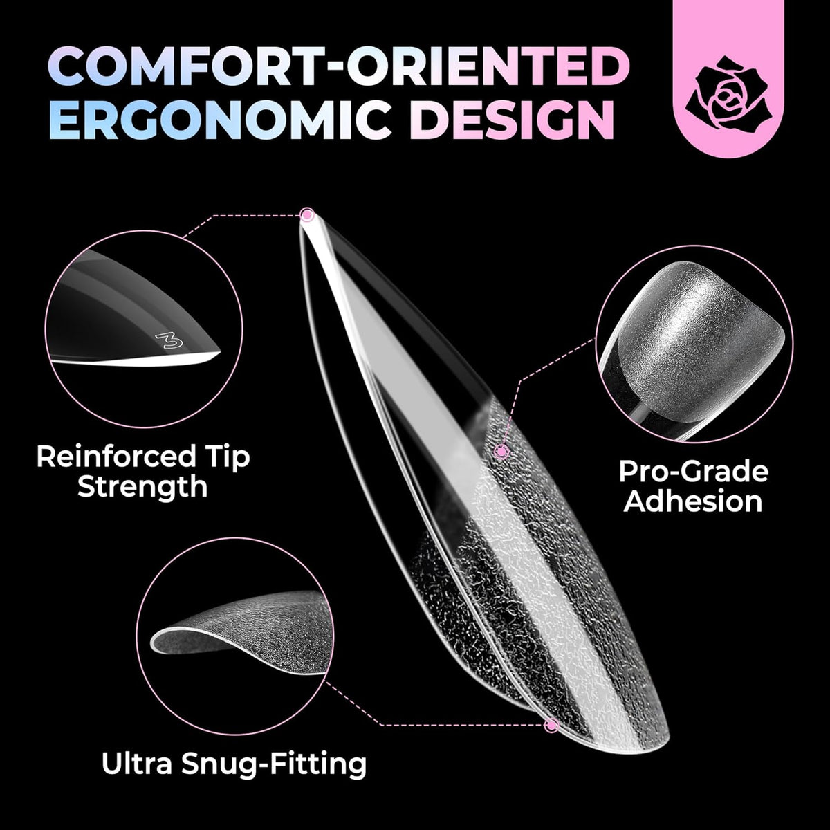 Short Almond Nail Tips 15 Sizes 300PCS Pre-Etched Soft Gel Clear Nail Tips Easy DIY Salon Short Almond - photo 4