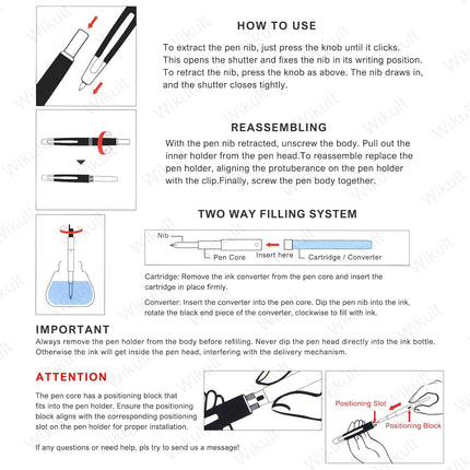 Jinhao 10 Press Fountain Pen with Box, Matte Black Retractable Extra Fine Nib with Ink Converter Set (Clip Version)