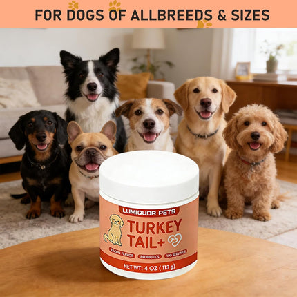 Lumiquor Turkey Tail for Dogs, Lumiqour Turkey Tail Mushroom Powder, Support Your Mature Dog’s Immunity, Gut, Skin, (1pcs)