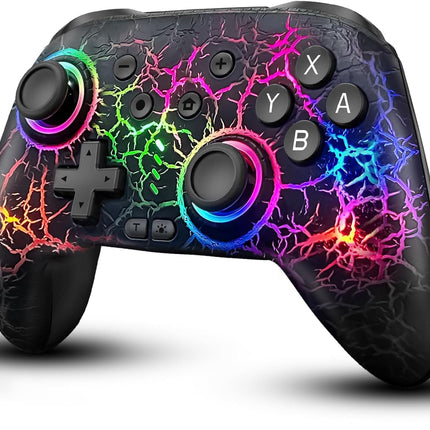 Switch Controller Wireless for Nintendo Switch/OLED/Lite/Switch 2, 1000mAh Rechargeable Pro Controllers with 9 Colors LED Light, Switch Remote Control Gamepad with Turbo, Vibration,6 Axis Gyro