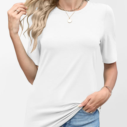Womens Half Sleeve Tops Crewneck Shirts Basic Fit Work Tee