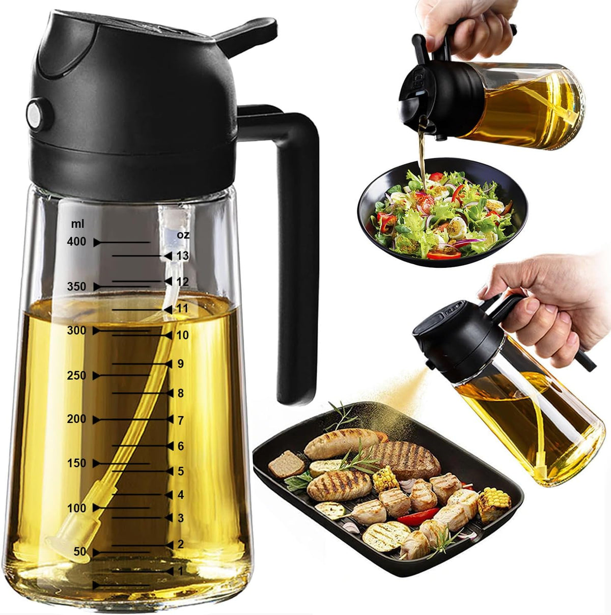 TrendPlain Glass Olive Oil Sprayer black bottle