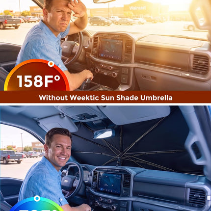 Truck Windshield Sun Shade for F-150/Silverado/Tundra/RAM 1500/Sierra - 5 Layers Ice Crystal Coating - photo 2
