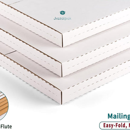 9x6x1 Inch Shipping Boxes, Single-sided White Corrugated Cardboard, Multi-Depth DVD Mailer Boxes with Fragile Stickers, 25 Pack