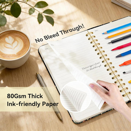 Lined Spiral Journal Notebook, A5 College Ruled Spiral Notebook for Women, Hardcover with Elegant Design for Work and Note-Taking, 5.5 * 8.25 inch, 160 Pages, Skull Head