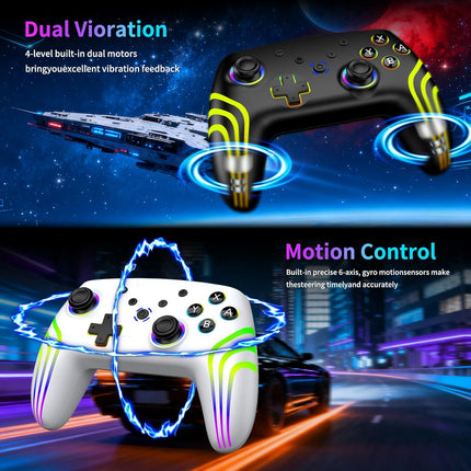 VidPPluing 2 Pack Switch Controllers, RGB Switch 2 Controller for Nintendo Switch/Switch 2/Lite/OLED, Wireless Pro Controller with Motion Sensor/Dual Vibration/Turbo/Wakeup