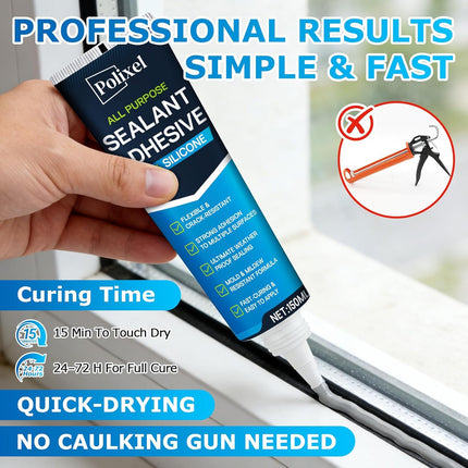 Gray RTV Silicone Sealant Adhesive – 100% Waterproof Caulk for Bathroom, Kitchen, Automotive, Windows & Plumbing Shrink & Crack Proof, Flexible, Strong Adhesion – 5oz / 150g