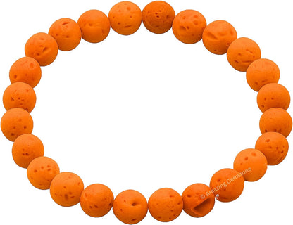 Orange Lava 8mm Gemstone Crystal Stretch Bracelet - photo 2