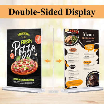 8.5x11 Acrylic Sign Holder 3 Pack Vertical Clear Table Menu Signs Holder,