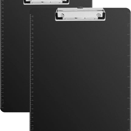 Amazon Basics Sturdy Plastic Clipboards, Low Profile Clip, Lightweight Versatile Office Supplies for Classrooms, Restaurants, Doctor Offices, Black, 2-Pack